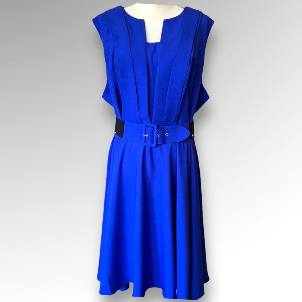 City Chic Vintage Veroni Sleeveless Dress In Pool Blue Sz XL